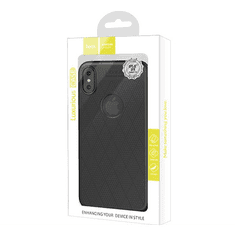 Hoco ADMIRE szilikon telefonvédő (ultravékony, 0.8 mm, lyukacsos, rombusz minta, logó kivágás) FEKETE [Apple iPhone XS 5.8] (5996457830091)
