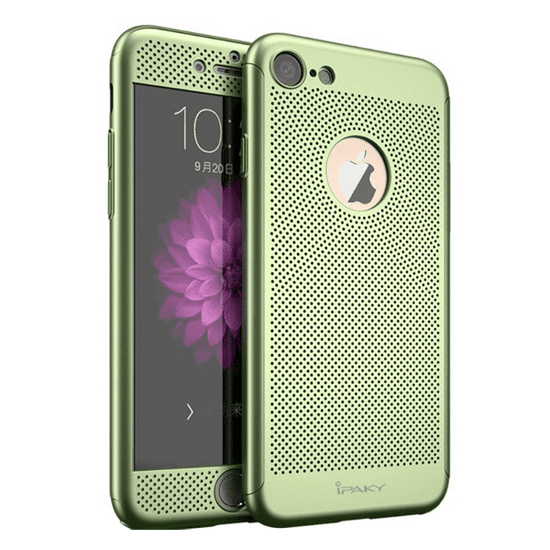 iPaky műanyag telefonvédő (előlap védelem, lyukacsos minta, logo kivágás + edzett üveg) ZÖLD [Apple iPhone 8 4.7] (5996457721825)
