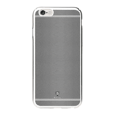 BASEUS GLORY műanyag telefonvédő (fémhatású keret, rács minta) EZÜST [Apple iPhone 6S Plus 5.5] (WIAPIPH6SP-GLOS)