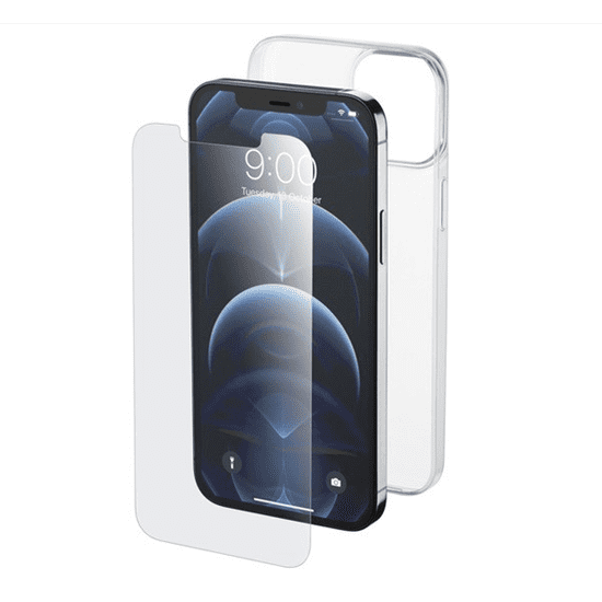 CellularLine PROTECTION KIT szilikon telefonvédő 2in1 (ultravékony + képernyővédő üveg) ÁTLÁTSZÓ [Apple iPhone 12 Pro] (PROTKITIPH12MAXT)