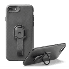 CellularLine STEADY műanyag telefonvédő (szilikon belső, asztali tartó funkció, ujjra húzható szilikon) FEKETE [Apple iPhone SE 3 (2022)] (STEADYCIPH747K)