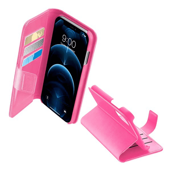 CellularLine BOOK AGENDA tok álló, bőr hatású (FLIP, oldalra nyíló, asztali tartó funkció, RFID védelem) RÓZSASZÍN [Apple iPhone 12 Pro] (BOOKAGCOLIPH12MAXP)