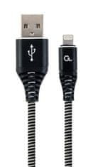 Gembird Lightning 8 tűs (M) USB 2.0 (M) töltőkábel, prémium, fonott, 1 m, fekete