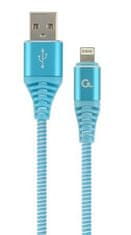 Gembird Lightning 8 tűs (M) USB 2.0 (M) töltőkábel, prémium, fonott, 2 m, kék