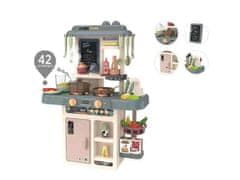KECJA Multifunkcionális konyha hűtőszekrénnyel és gázfőzőlappal, bézs és szürke színben