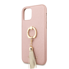 Guess Saffiano iPhone 11 Pro tok gyűrűs kitámasztóval rózsaszín (GUHCN58RSSARG) (GUHCN58RSSARG)