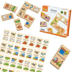 Viga Oktatási fa dominó játék készlet Járművek 28 darabos guruló Montessori játék