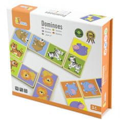Viga Fa blokkok DOMINO játszószett állatok 28 darab felboríthatók