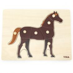 Viga Montessori fa puzzle ló tűkkel