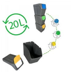 Prosperplast 3x 20L-es szemetes készlet a hulladék elkülönítéséhez Sortibox szürke