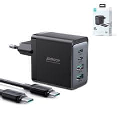 Joyroom TCG02 GaN hálózati töltő adapter 2x USB / 2x USB-C 67W + kábel USB-C, fekete