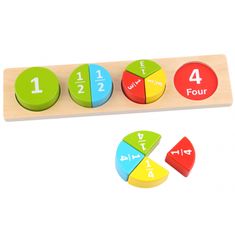 Tooky Toy Wooden Montessori Oktatási Kerek Puzzle Tanulás törtek Matematika