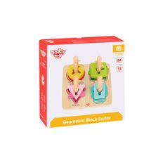Tooky Toy Wooden Sorter Colours Shapes Shapes Educational kézi puzzle