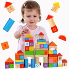 Tooky Toy Wooden Blocks in a Bucket Learning Numbers Activities Letters 70 El.