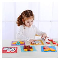 Tooky Toy Fa puzzle Montessori puzzle készlet 34 El. + 6 táblák