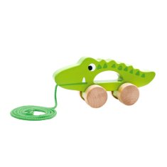 Tooky Toy Fából készült krokodil húzásra, tologatásra, zsinóron való tologatásra