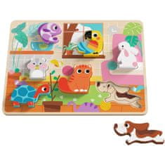 Tooky Toy Montessori fa kirakós Állatok Otthon Match Formák