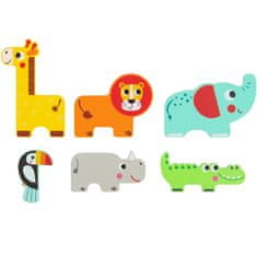 Tooky Toy Montessori fa puzzle többrétegű tábla Erdei állatok 7 el.