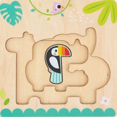 Tooky Toy Montessori fa puzzle többrétegű tábla Erdei állatok 7 el.