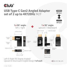 Club 3D Adapterkészlet USB-C Gen2 angled adapter set of 2, 4K120Hz CAC-1528 (M/F)