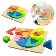 Masterkidz Színes fa geometriai puzzle Montessori