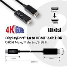 Club 3D Aktív DisplayPort 1.4 to HDMI 2.0b (M/M) adapter CAC-1082, 2m