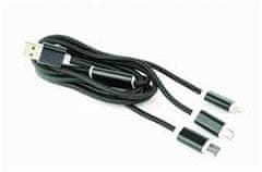 Gembird töltőkábel 3in1 elosztó, Lightning (M)/microUSB (M)/USB-C (M) USB 2.0 (M) - USB 2.0 (M), 1 m, fekete