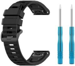 FIXED Silicone Strap szilikon óraszíj Garmin QuickFit 26mm számára, fekete, FIXSST-QF26MM-BK