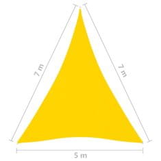 Greatstore sárga háromszögű oxford-szövet napvitorla 5 x 7 x 7 m