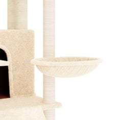 Greatstore krémszínű macskabútor szizál kaparófákkal 154 cm