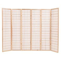 Greatstore 6 paneles, természetes, japán stílusú paraván 240 x 170 cm