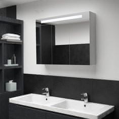 Greatstore tükrös fürdőszobaszekrény LED világítással 88 x 13 x 62 cm