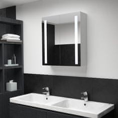 Greatstore tükrös fürdőszobaszekrény LED világítással 62 x 14 x 62 cm