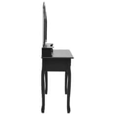 shumee fekete császárfa fésülködőasztal-szett ülőkével 100x40x146 cm