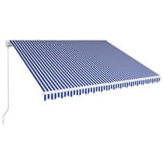 Greatstore kék és fehér kézzel kihúzható napellenző 450 x 300 cm