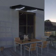 shumee antracit szélérzékelős és LED-es behúzható napellenző 300x250cm