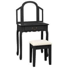 shumee fekete császárfa MDF fésülködőasztal ülőkével 65x36x128 cm
