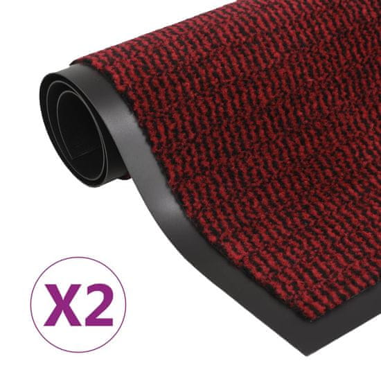 shumee 2 db piros négyszögletes bolyhos szennyfogó szőnyeg 120x180 cm