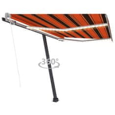 Greatstore narancssárga-barna szélérzékelős és LED-es napellenző 300x250cm