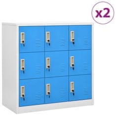 shumee 2 db világosszürke-kék acél zárható szekrény 90 x 45 x 92,5 cm