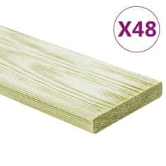 shumee 48 db impregnált tömör fenyőfa padlódeszka 5,76 m² 1 m