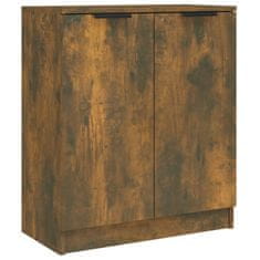 Greatstore 2 db füstös tölgyszínű szerelt fa tálalóasztal 60 x 30 x 70 cm