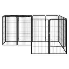 shumee 14-paneles fekete porszórt acél kutyakennel 50 x 100 cm