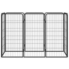 Greatstore 8-paneles fekete porszórt acél kutyakennel 50 x 100 cm