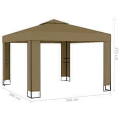 Greatstore tópszínű dupla tetős pavilon 3 x 3 x 2,7 m 180 g/m²