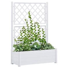 Greatstore fehér polipropilén rácsos kerti ültető 100 x 43 x 142 cm