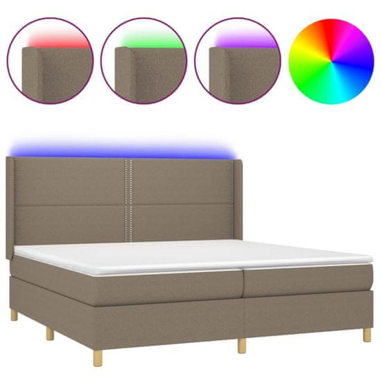 Vidaxl tópszínű szövet rugós és LED-es ágy matraccal 200 x 200 cm 3138825
