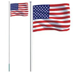 Greatstore alumínium amerikai zászló és rúd 6,23 m