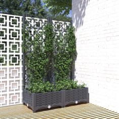 Greatstore sötétszürke PP rácsos kerti ültetőláda 80 x 40 x 121,5 cm