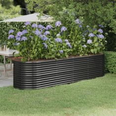 Greatstore antracitszürke porszórt acél kerti ültetőláda 296x80x68 cm